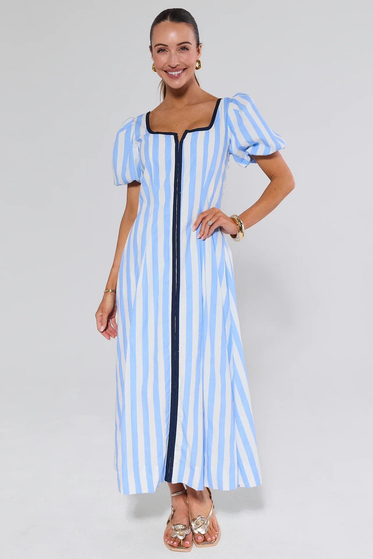 Anyssa Blue Striped Maxi Dress | Avara