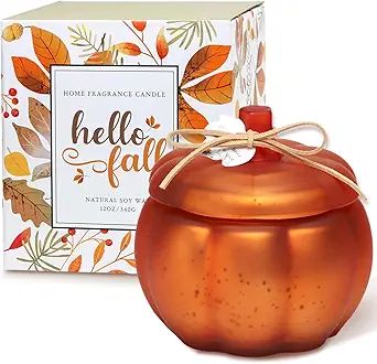 Fall Candles, 12oz Pumpkin Spice Scented Candle, Pumpkin Candles Thanksgiving Fall Table Centerpi... | Amazon (US)