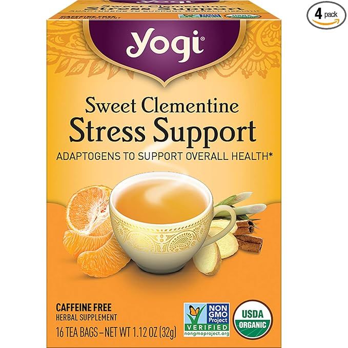Yogi Tea - Sweet Clementine Stress Support (4 Pack) - Adaptogens to Support Overall Health - 64 T... | Amazon (US)