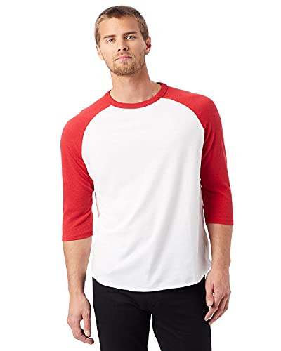 Alternative Men's Keeper Baseball Tee, White/Red, X-Small | Amazon (US)