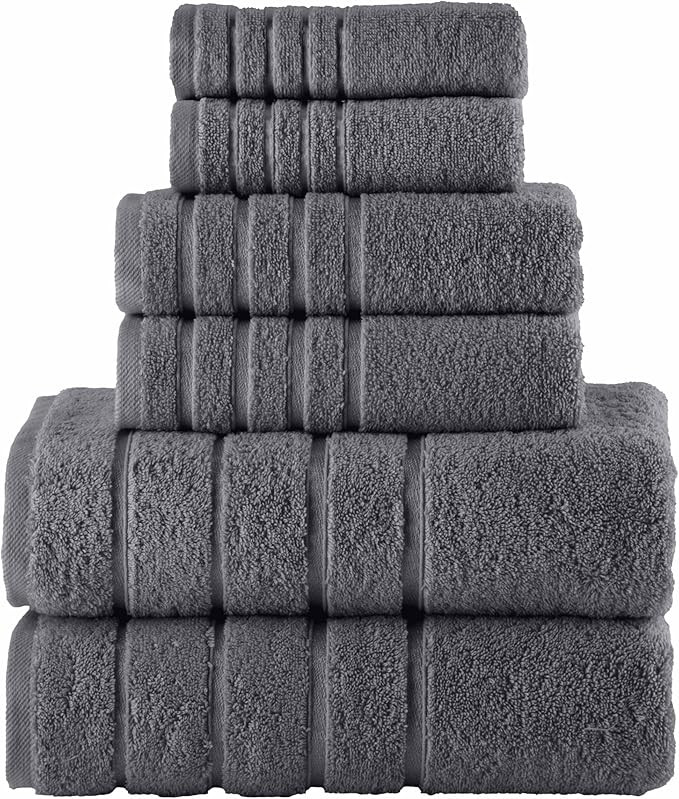 Elegant Comfort 4 Lines Viscose Stripe 6-Piece Premium Towel Set - 100% Turkish Cotton High Absor... | Amazon (US)