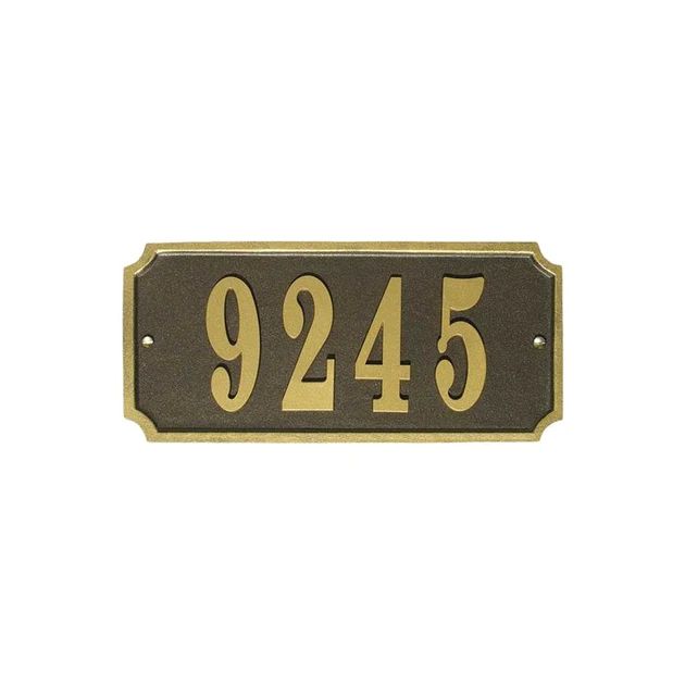 Waterford Rectangular Cast Aluminum Bronze with Gold Border Address Plaque | Riverbend Home