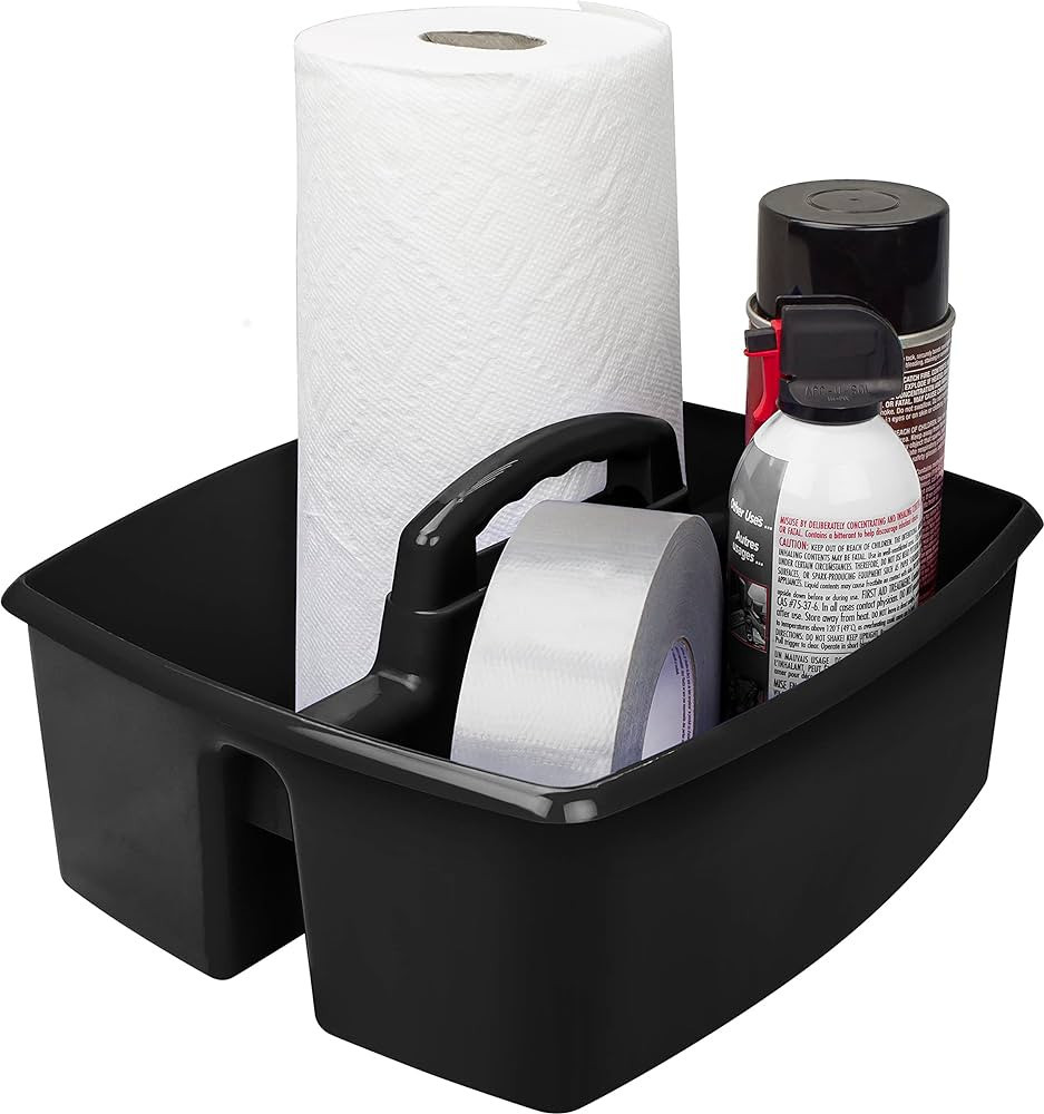 Storex 2-Compartment Large Caddy \u2013 Multipurpose Classroom Organizer with Handle, Black, 1-Pa... | Amazon (US)