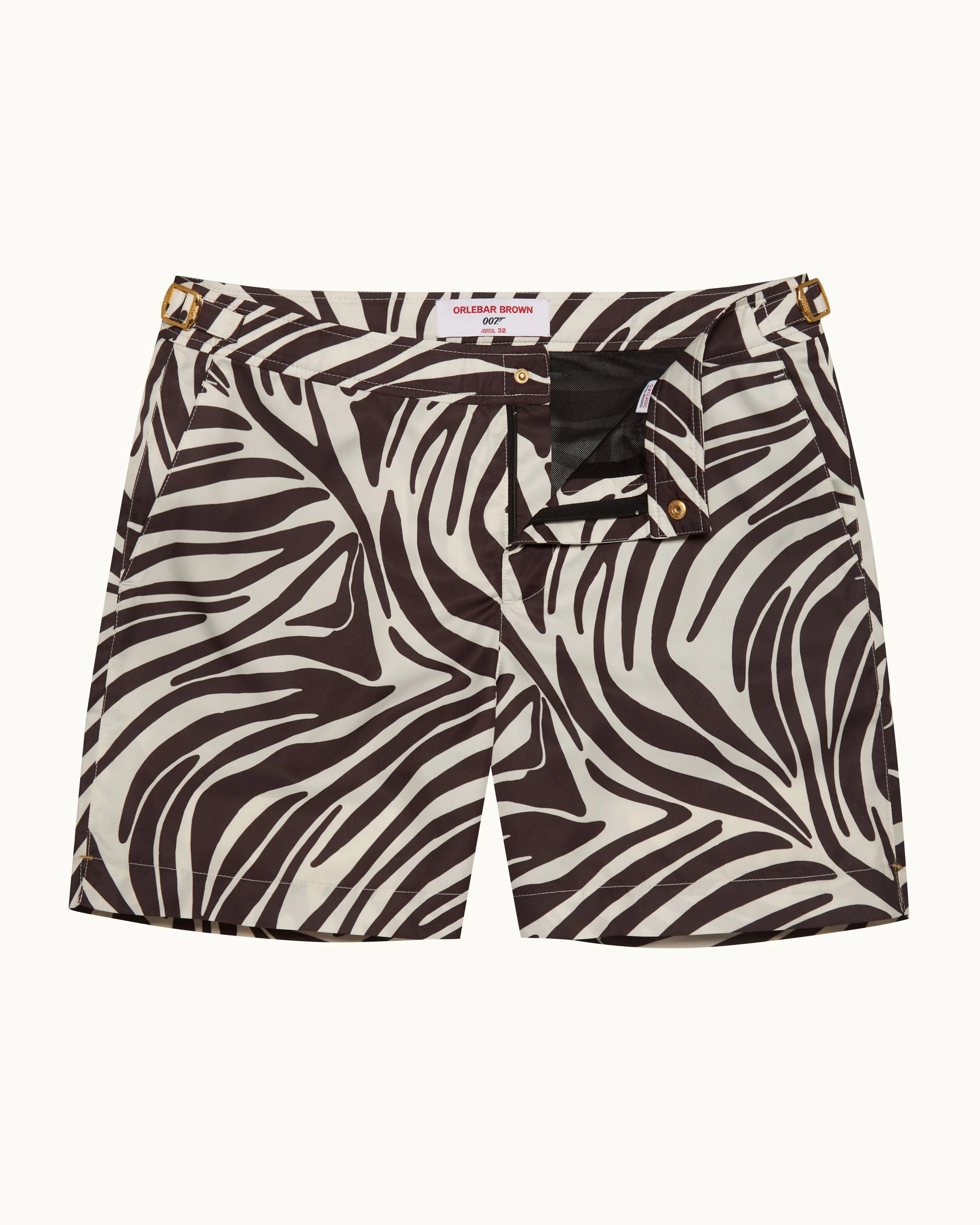 Orlebar Brown | Short de bain mi-long à imprimé Zebra Cream pour homme | Collection 007 Gold | Orlebar Brown