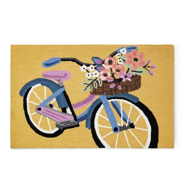 Blossom Bike Hooked Door Mat | Grandin Road | Grandin Road