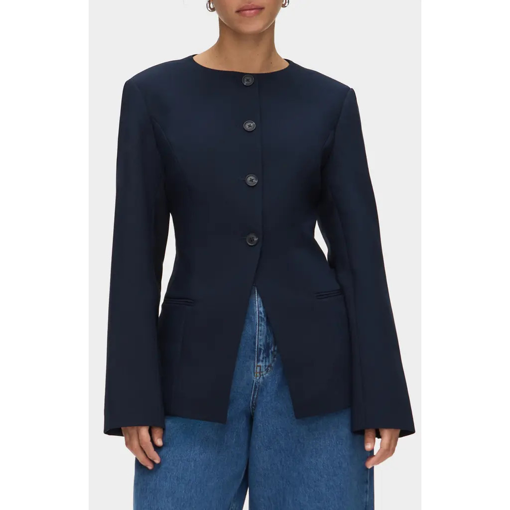 ALIGNE Daphne Collarless Jacket in Navy at Nordstrom, Size 8 | Nordstrom