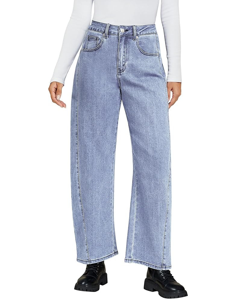 luvamia Barrel Jeans for Women High Waisted Trendy Baggy Stretch Denim Side Seamed Trouser Jeans ... | Amazon (US)
