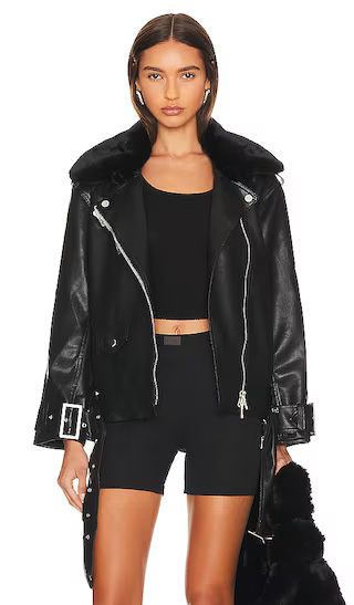 Moto Faux Leather Jacket in Black | Revolve Clothing (Global)