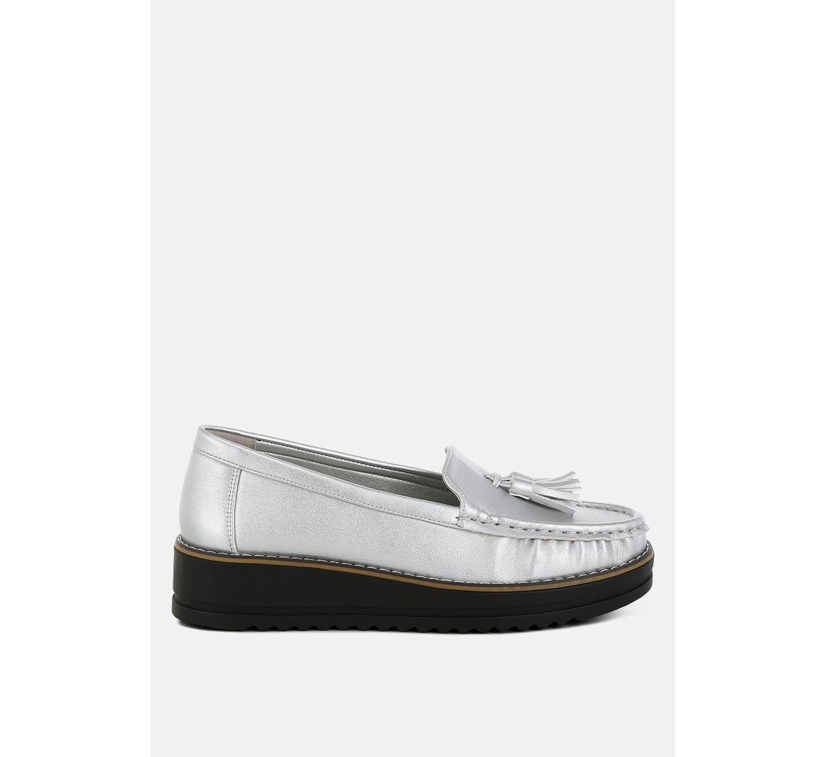 Larana Metallic Tassel Detail Loafers - Silver | Macy's