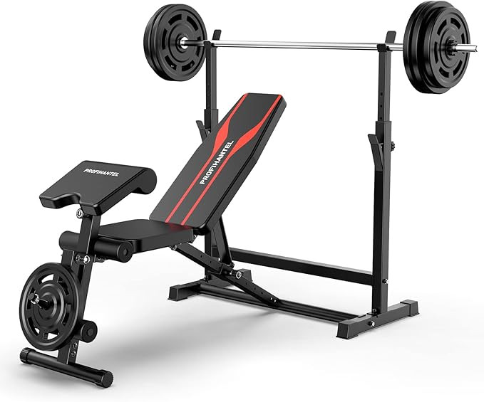 Adjustable Weight Bench, Olympic Workout Bench, Bench Press Set with Squat Rack and Bench, Leg Ex... | Amazon (US)