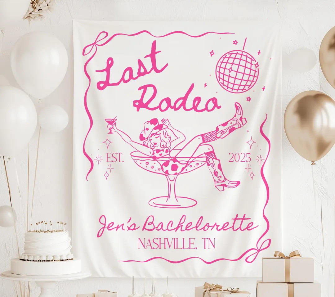 Last Rodeo Bachelorette Banner, Disco Cowgirl Backdrop, Nashville Bachelorette Banner, Last Rodeo... | Etsy (US)