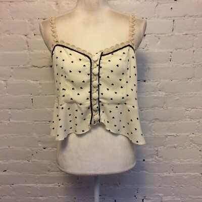 NWT Free People cropped peplum camisole black heart print xs | eBay US