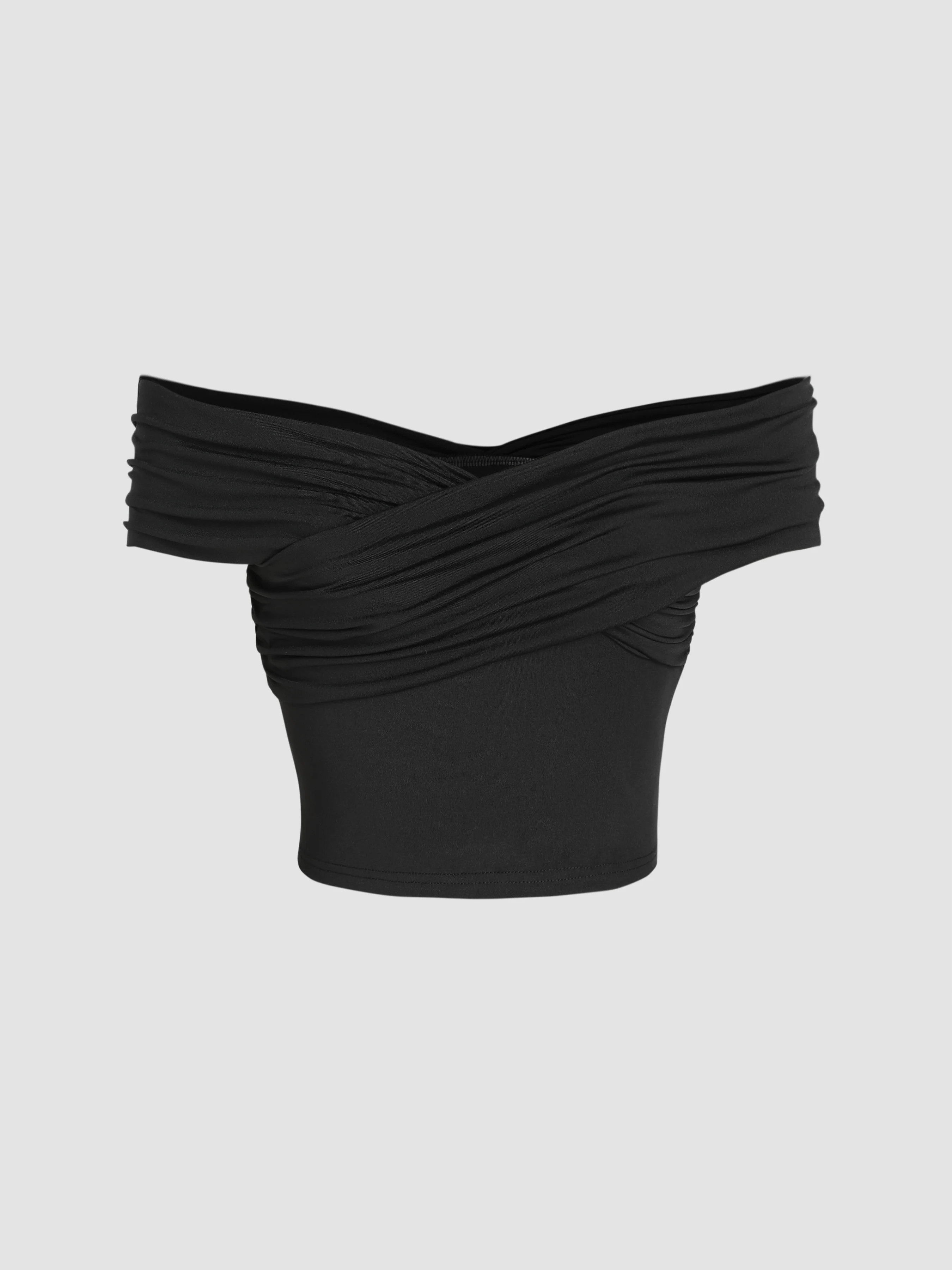 Summer Tops Off-shoulder Ruched Crop Top For Daily Casual | Cider