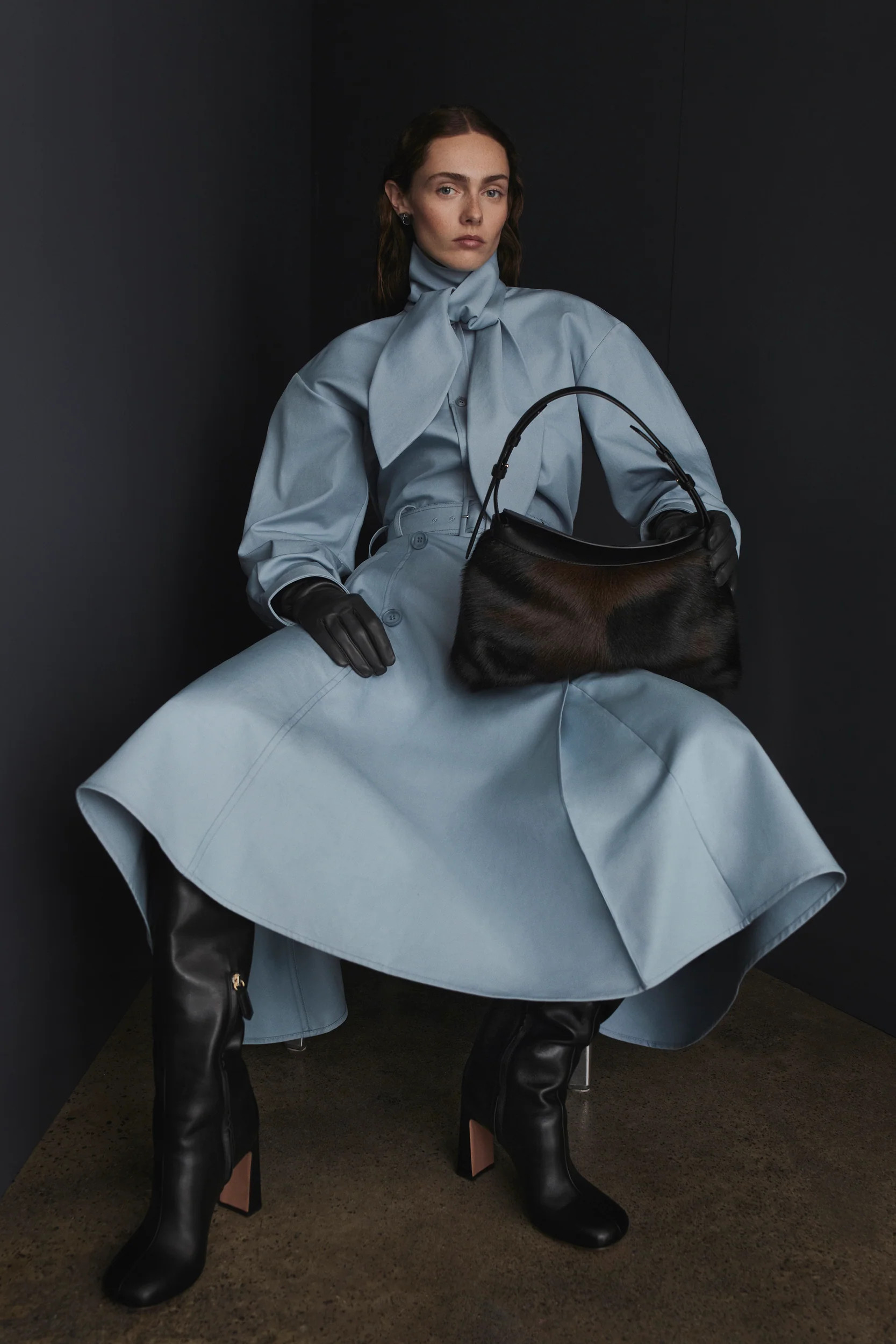 DOUBLE COTTON TRENCH SKIRT - LAPIS BLUE  - Scanlan Theodore | Scanlan Theodore AU