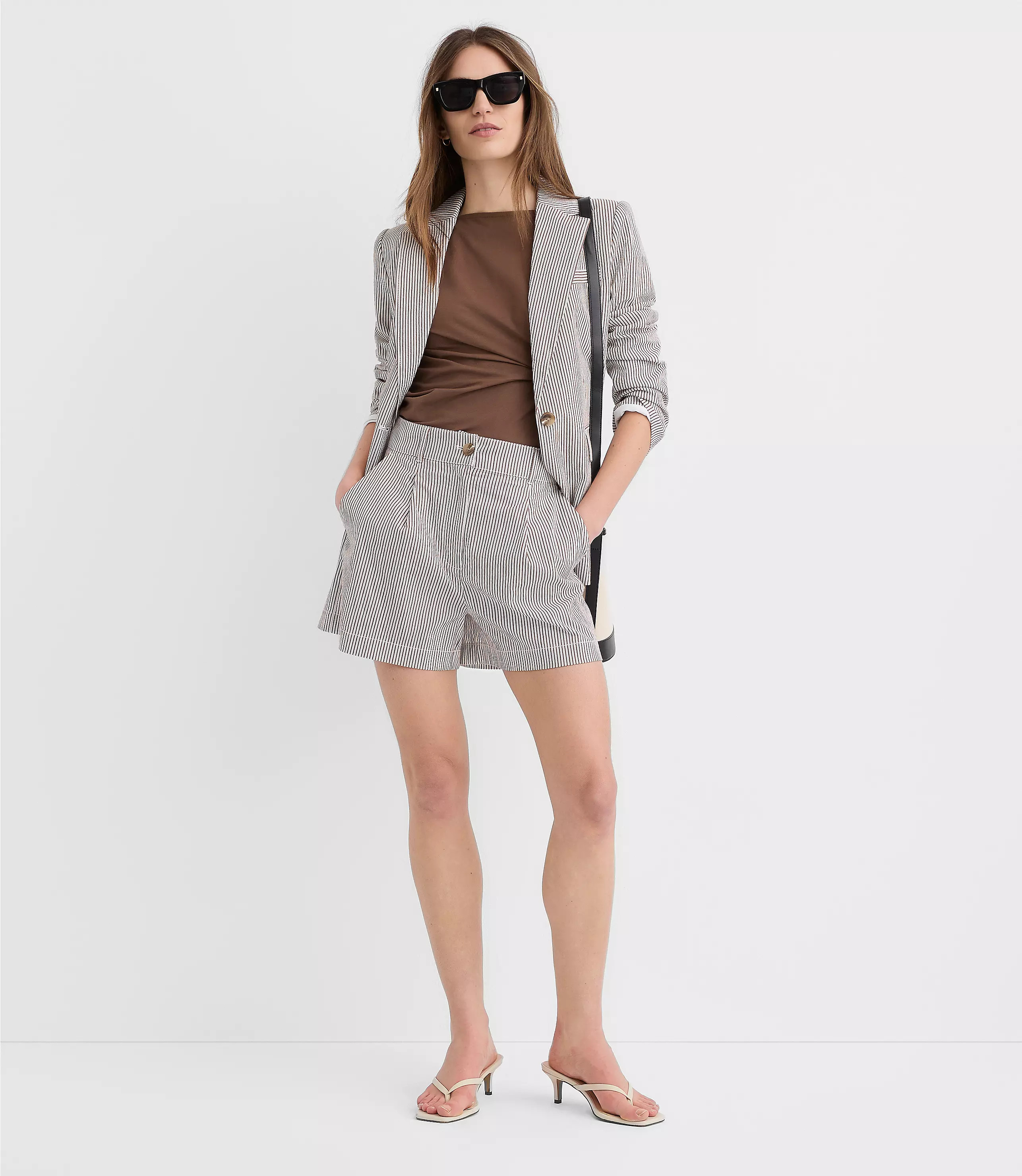 Pleated Shorts in Striped Seersucker | LOFT