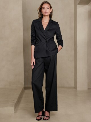 Linen-Cotton Double Breasted Blazer | Banana Republic Factory