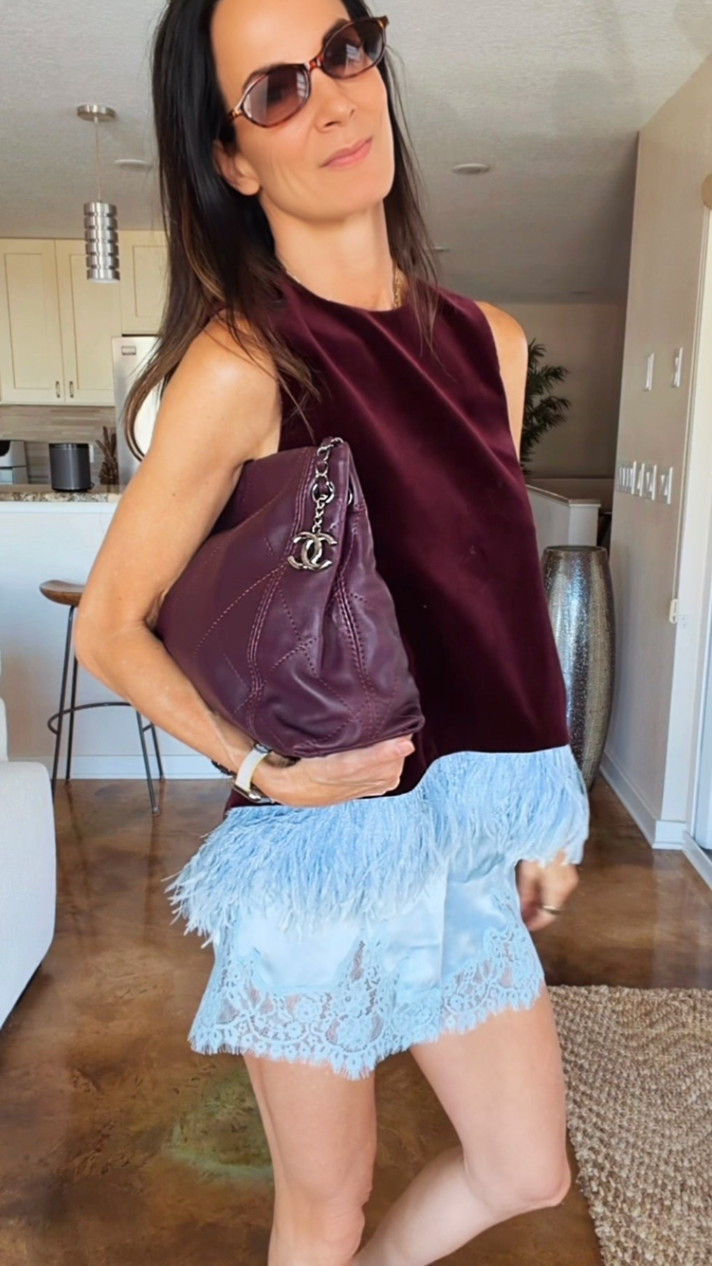 Some pieces are basics…
and some pieces are the moment.

This velvet + feather top is definitely the moment. 💅

Yes, it was a bit of a splurge… but I’m a firm believer that every closet needs a few statement pieces that make you feel like that girl the second you put them on.

I paired it with these dreamy lace shorts, a little burgundy bag moment, and simple heels so the top could do what it was born to do… steal the show.

Because blending in is overrated.

See my photos for the full outfit.

Wearing XS

#NicoleColeeStyle
#StatementStyle
#Over40Style
#LTKFinds
#ElevatedStyle

Nicole Colee @Shopbop 


#LTKdayinmylife #LTKootd #LTKgrwm