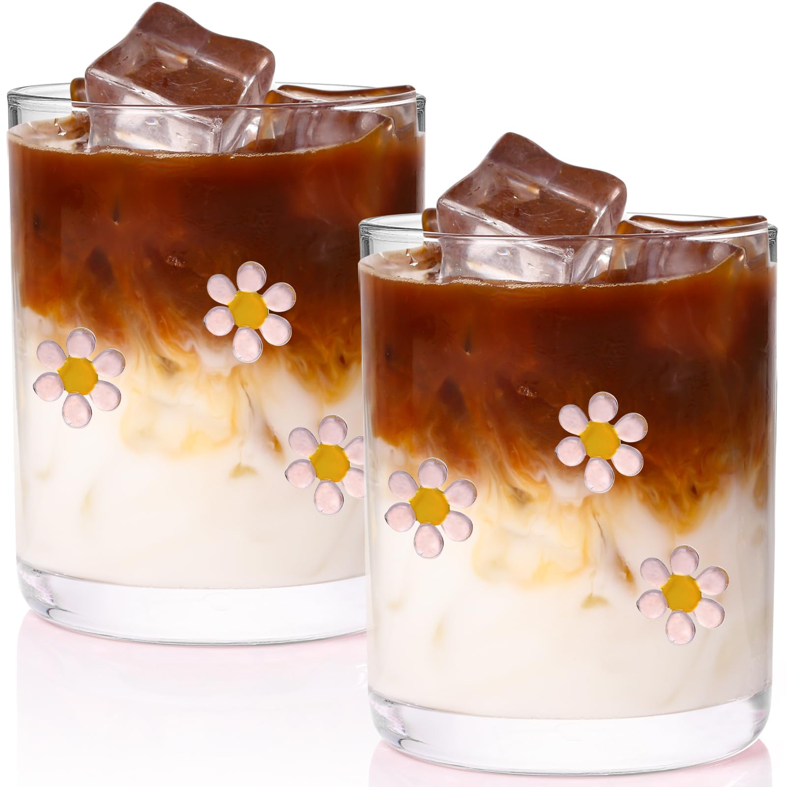 Pink Daisy Juice Glasses – 2 Pack 14oz Stemless Glass Cups – Soft Girl Floral Drinkware for J... | Amazon (US)
