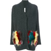 Philo-Sofie faux fur pockets V neck cardigan - Gris | Farfetch FR