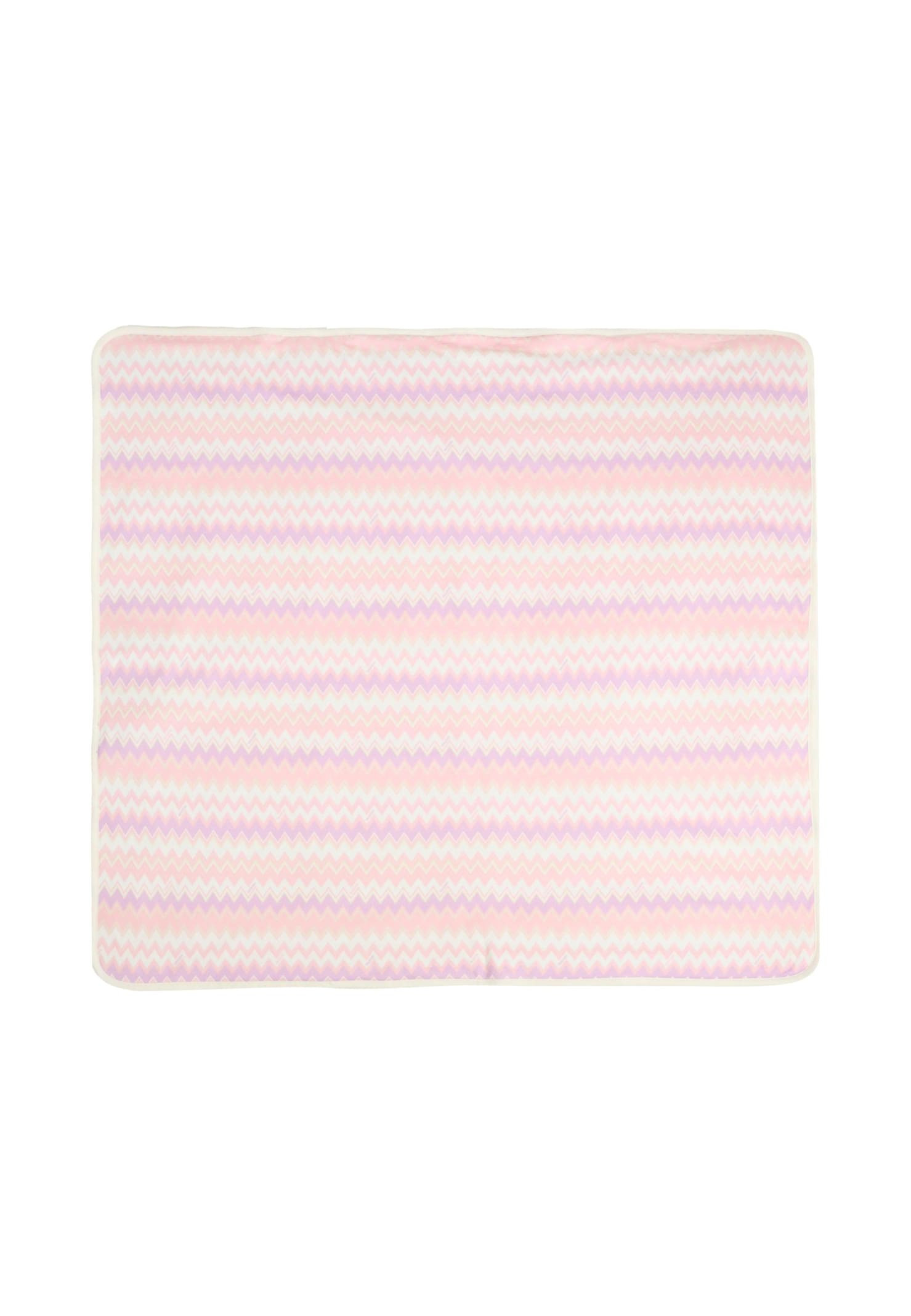 Missoni Pink Blanket For Baby Girl With Chevron Pattern | Italist.com US