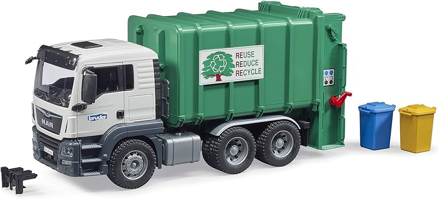 Bruder 03763 Man TGS Rear Loading Garbage Truck - Green | Amazon (US)