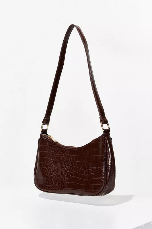 Faux Leather Croc Shoulder Bag | Nasty Gal (US)