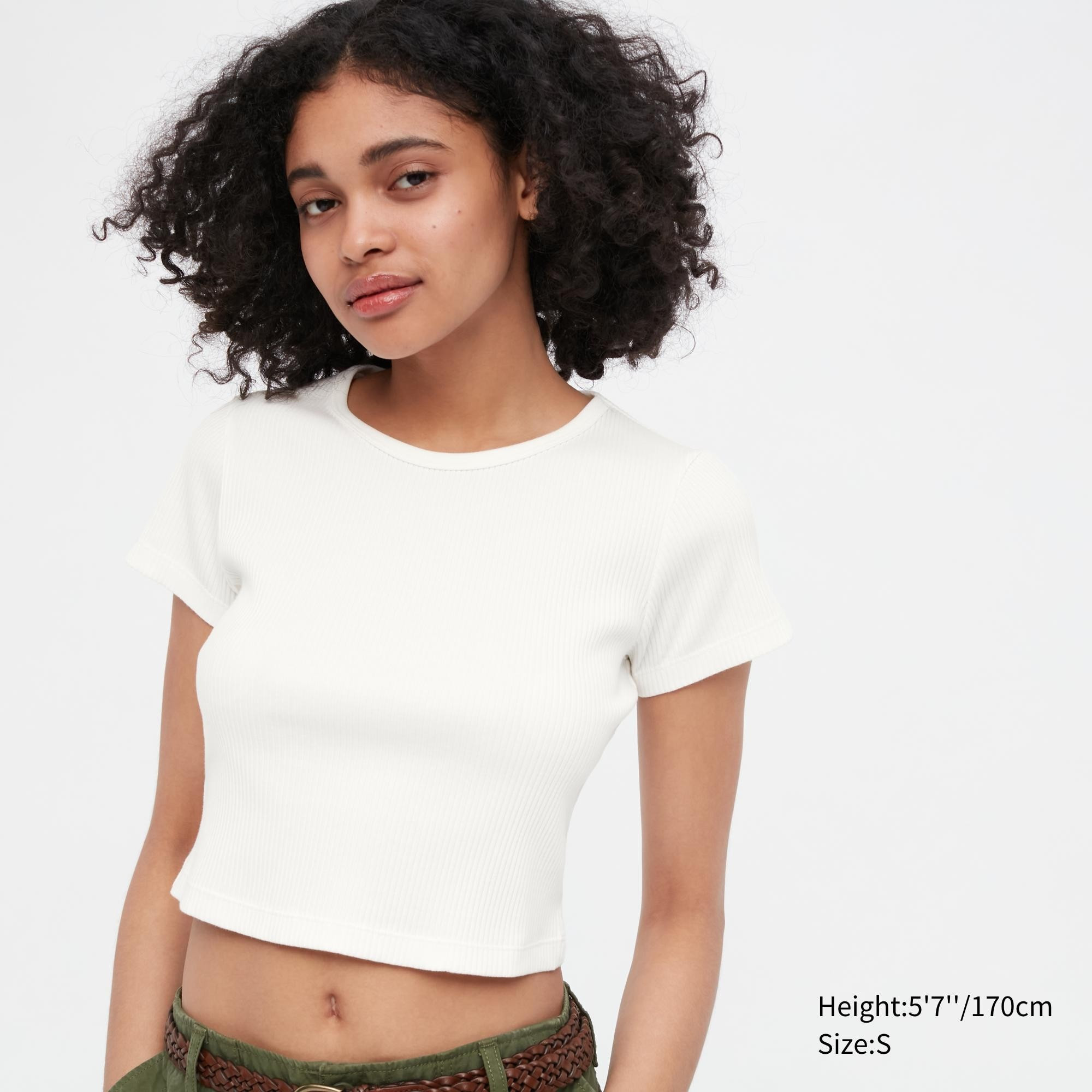 Ribbed Cropped Short Sleeve T-Shirt | UNIQLO US | UNIQLO (US)