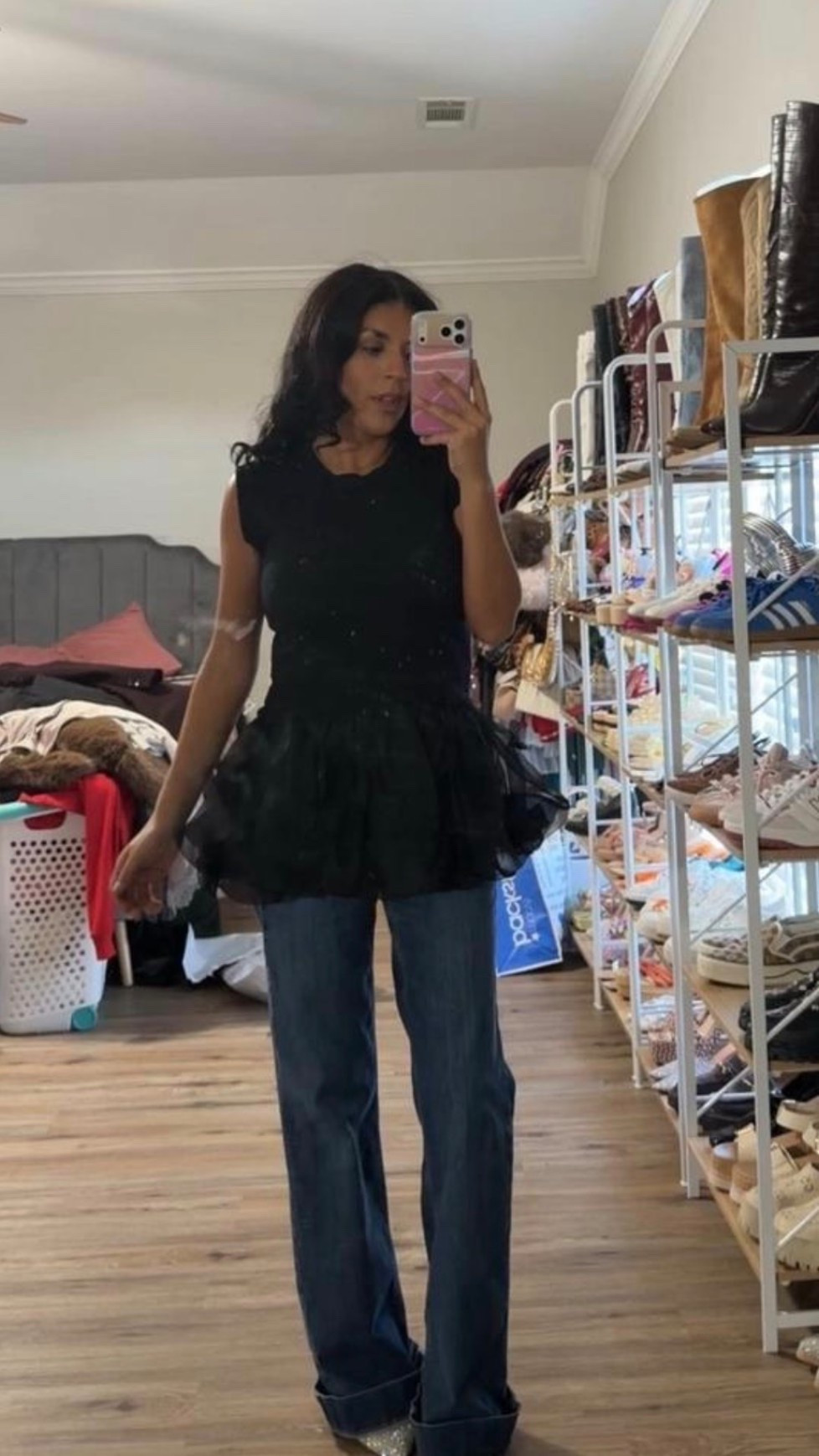 A little drama in the details 🖤 The ruffled black top paired with relaxed denim and sparkly pointed-toe heels makes this look so fun and unexpected.

#DenimStyle #StatementTop #EverydayStyle

#LTKootd #LTKdayinmylife #LTKSeasonal