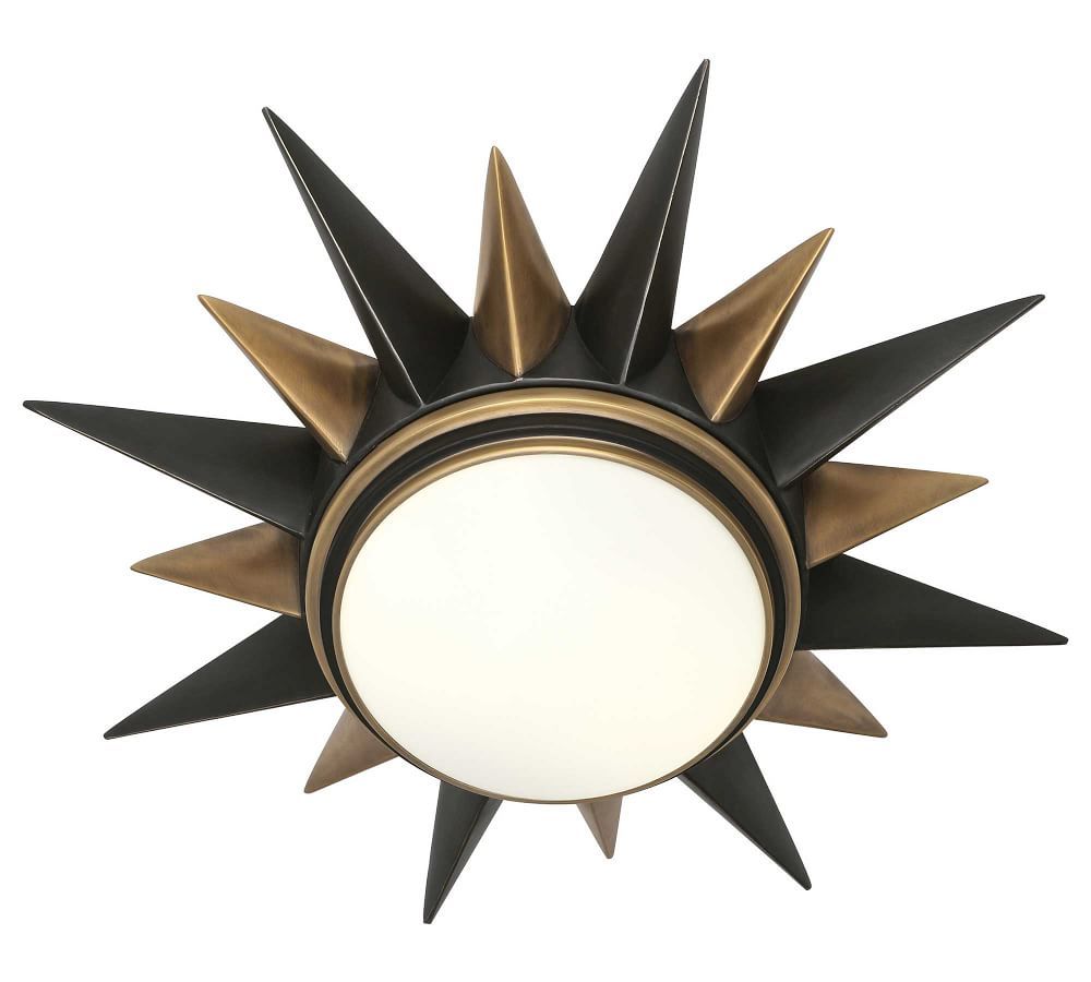Ziggy Glass Flush Mount, Deep Patina Bronze and Warm Brass and Frosted White Glass | Pottery Barn (US)