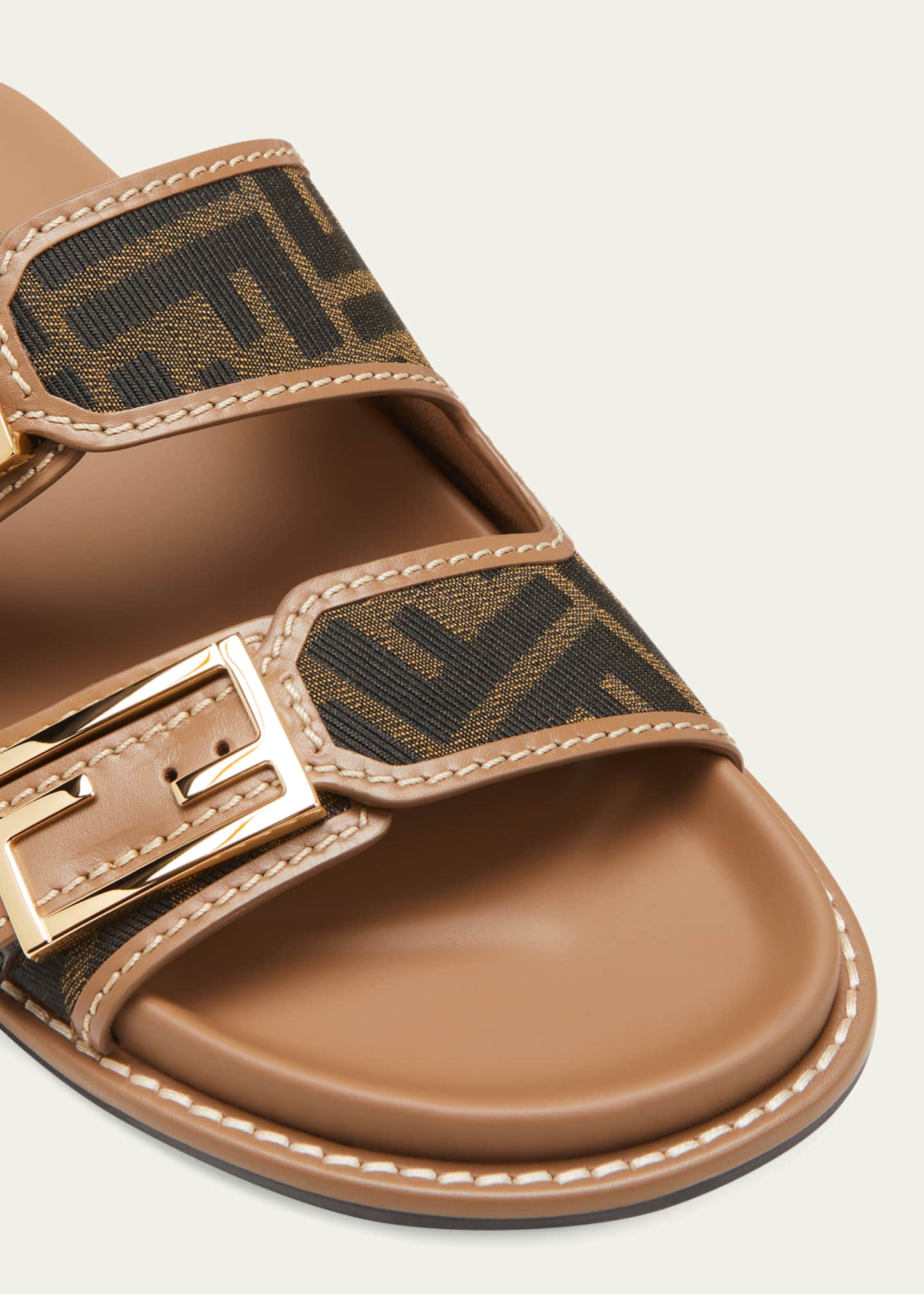 Fendi FF Jacquard Dual Buckle Slide Sandals | Bergdorf Goodman
