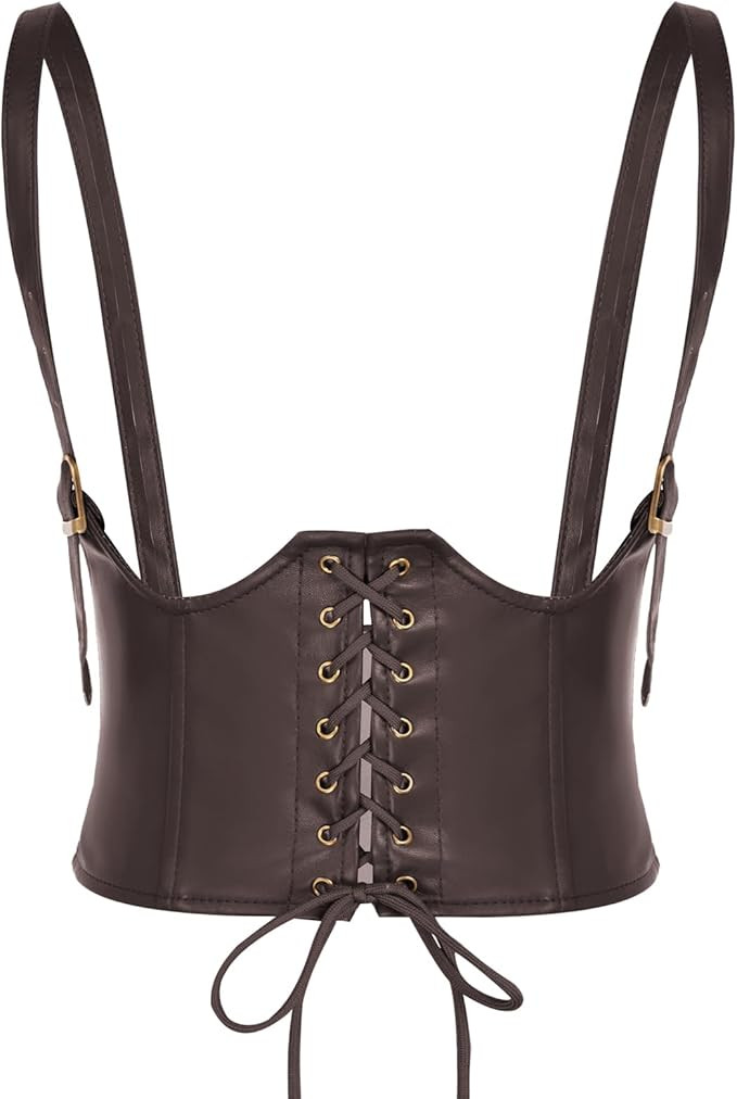 Scarlet Darkness Women's Elastic Faux Leather Belt Steampunk Underbust Corset Belt for Dress | Amazon (US)