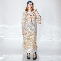 90's Vintage Festival Boho Floral Print Dress in Light Tones | Etsy (US)