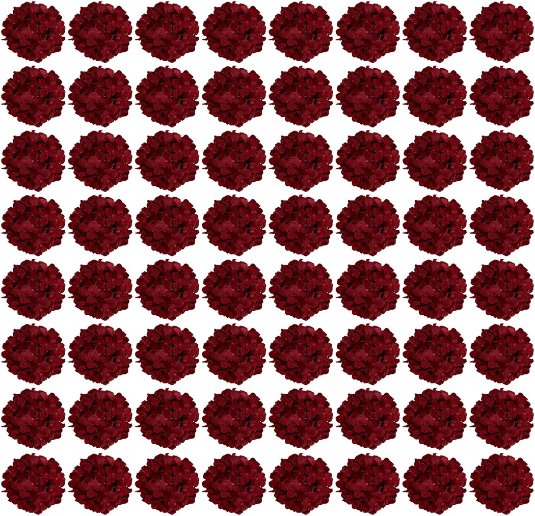 Auihiay 64PCS Burgundy Hydrangea Artificial Flowers, Silk Hydrangea Heads with Stems, Fake Flower... | Amazon (US)