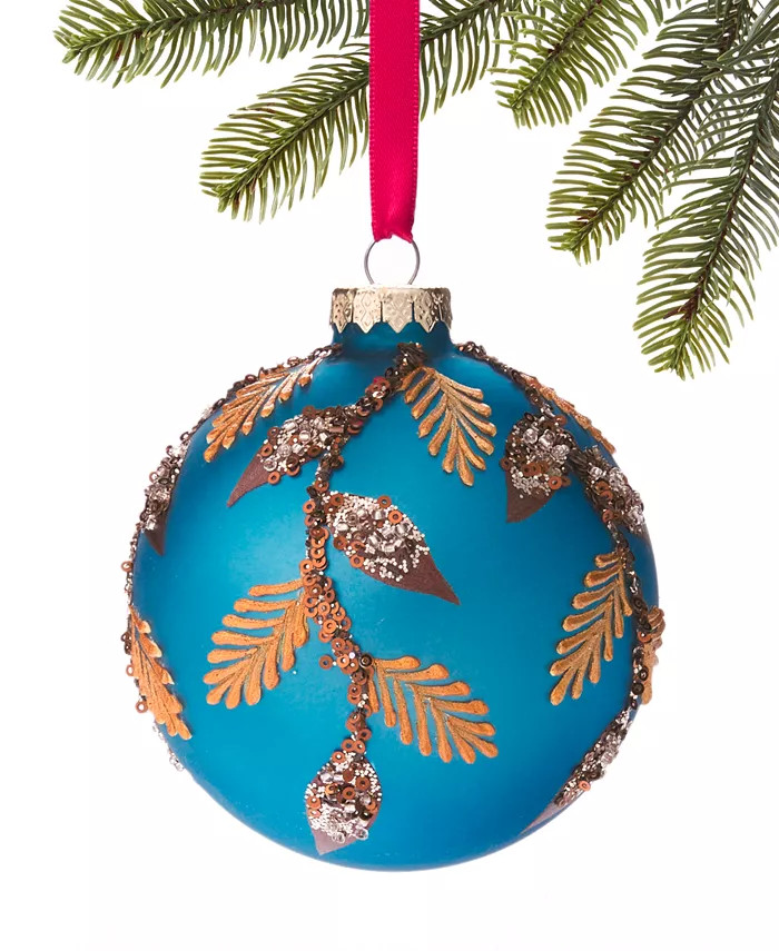 Holiday Lane
          
        
  
      
          Patina Blue Ball with Gold Leaves Ornament, ... | Macy's