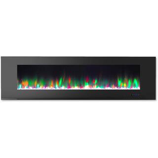Cambridge 72 in. Wall-Mount Electric Fireplace in Black with Multi-Color Flames and Crystal Rock ... | The Home Depot