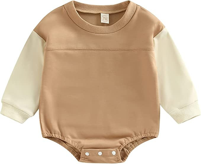 Lamuusaa Newborn Baby Girl Boy Clothes Long Sleeve Romper Sweatshirt Oversized Sweater One Piece ... | Amazon (US)