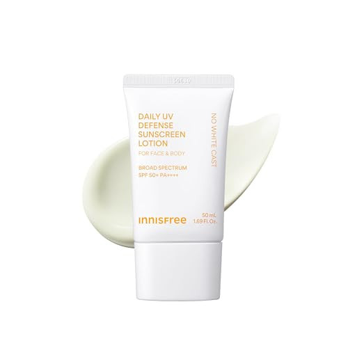 innisfree Daily UV Defense Sunscreen SPF 50+ PA++++, Korean Face & Body Sunscreen, Invisible Finish, Broad Spectrum, No White Cast, Lightweight, Hydrating, Available in Gift Sets & Jumbo | Amazon (US)