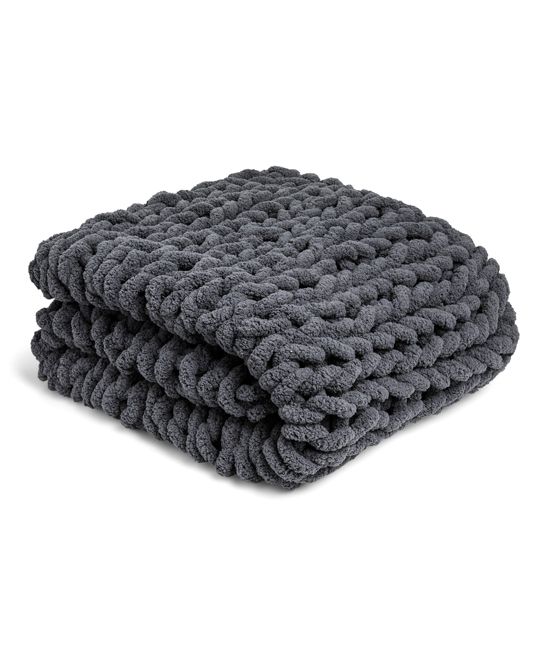 DEMDACO Throws Gray - Charcoal Chunky Knit Throw | Zulily