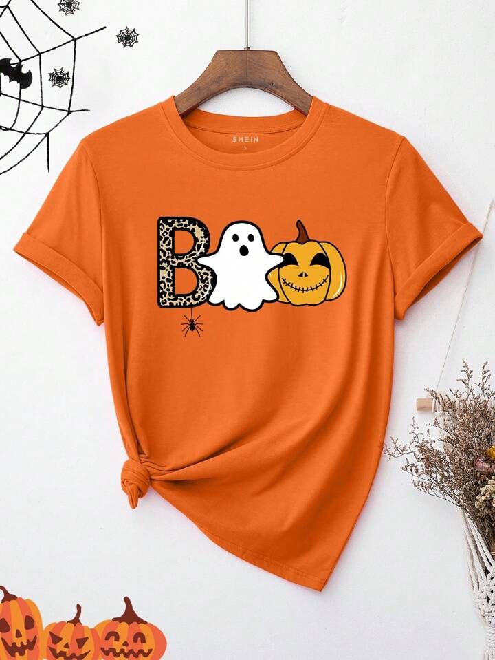 T-Shirt mit Halloween Muster, | SHEIN