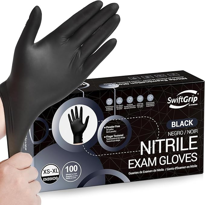 Disposable Nitrile Exam Gloves, Black Nitrile Gloves Disposable Latex Free for Medical, Cooking &... | Amazon (US)