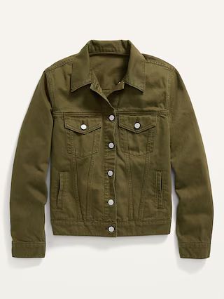 Olive Green Non-Stretch Jean Jacket for Women | Old Navy (US)