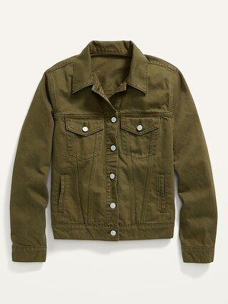 Olive Green Non-Stretch Jean Jacket for Women | Old Navy (US)