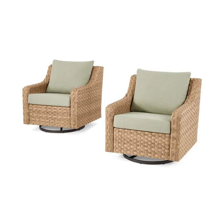 Better Homes & Gardens River Oaks Outdoor Swivel Gliders with Patio Covers, Set of 2, Green | Walmart (US)