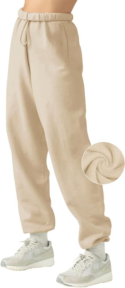 LASLULU Womens Fleece Sweatpants High Waisted Joggers Pants Athletic Lounge Trousers with Pockets | Amazon (US)