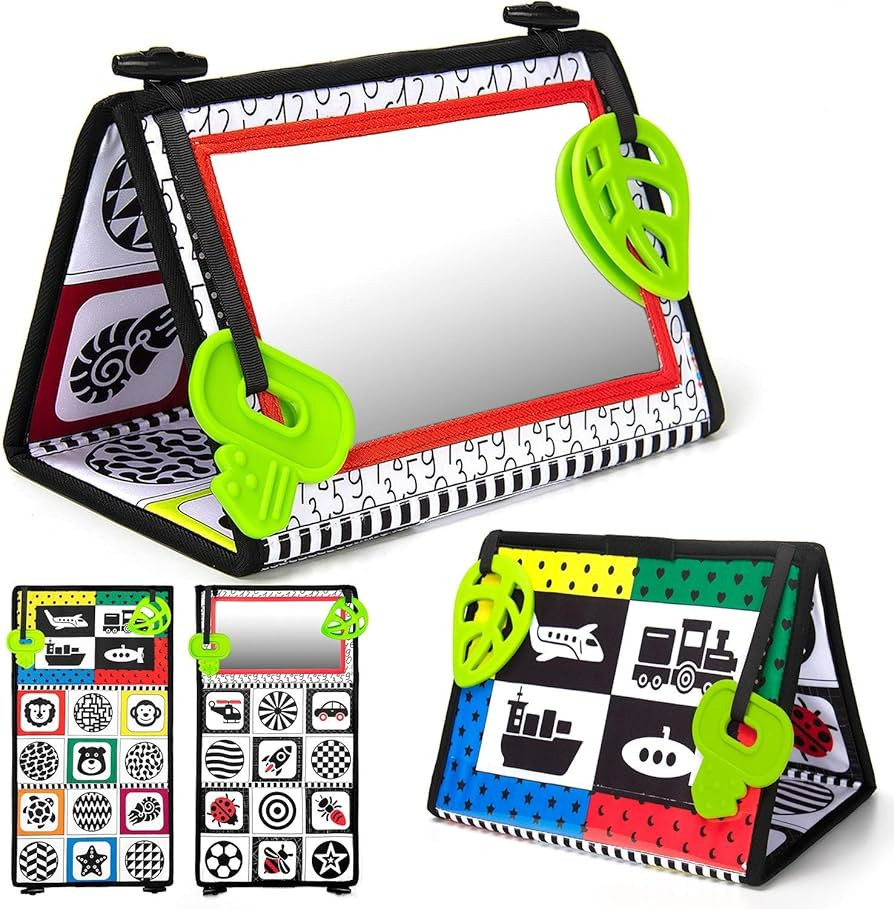 teytoy Tummy Time Baby Mirror Toys with Teethers, Double Black and White High Contrast Baby Toys ... | Amazon (US)