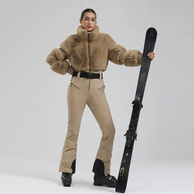 Womens Ski Suits One Piece Snowsuit Snowboard Faux Fur Slim Jumpsuit Overall | eBay | eBay US
