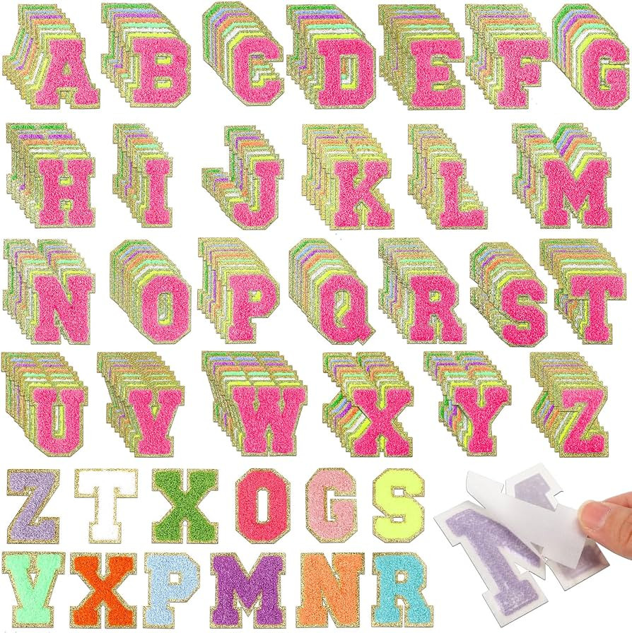 Yunlly 312 Pieces Chenille Letter Self Adhesive Patches Fabric A-z Glitter Embroidered Patches fo... | Amazon (US)