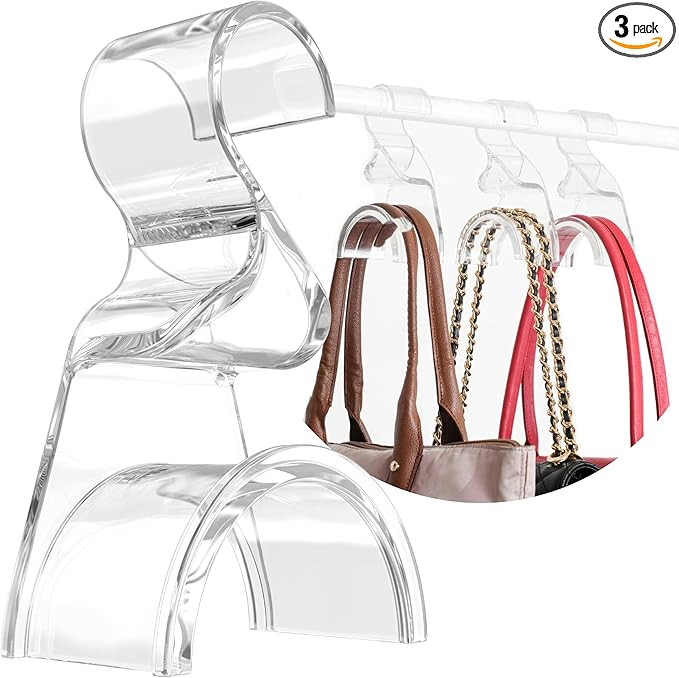 Wiosi Premium Clear Purse Hanger Closet Set of 3 - Durable Acrylic Organizers and Storage Bag Han... | Amazon (US)