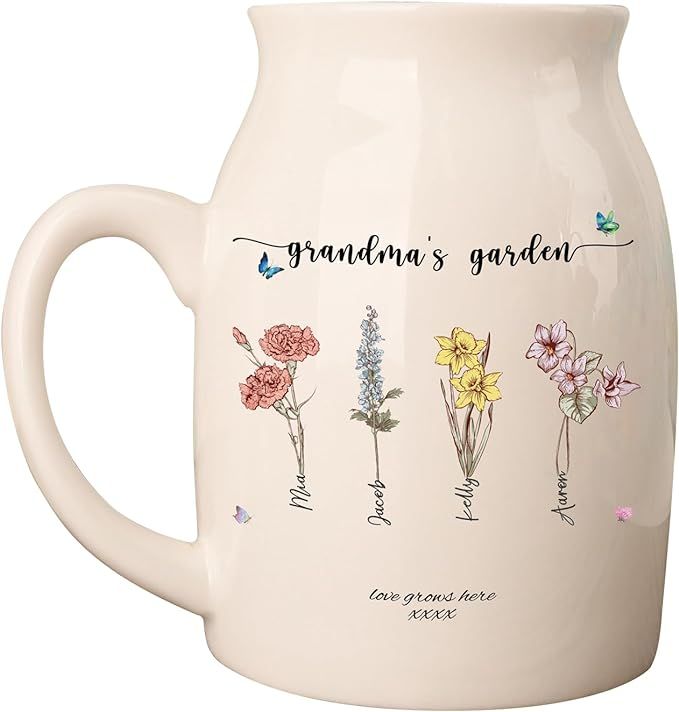 Grandma's Garden Vase Personalized Birth Month Flower Pot with Kids & Grandkids Names Mothers Day... | Amazon (US)