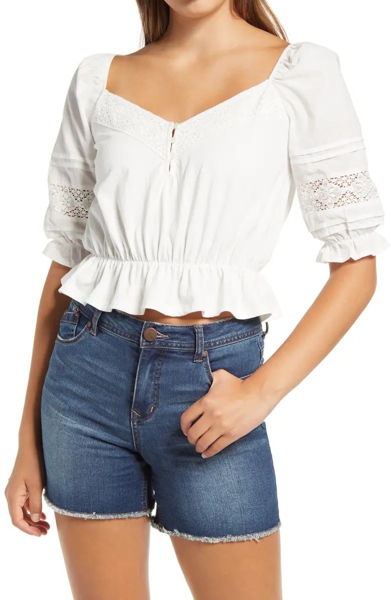 Lace Trim Ruffle Top | Nordstrom